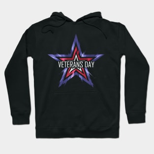 US Flag Colors Star Veterans Day Hoodie